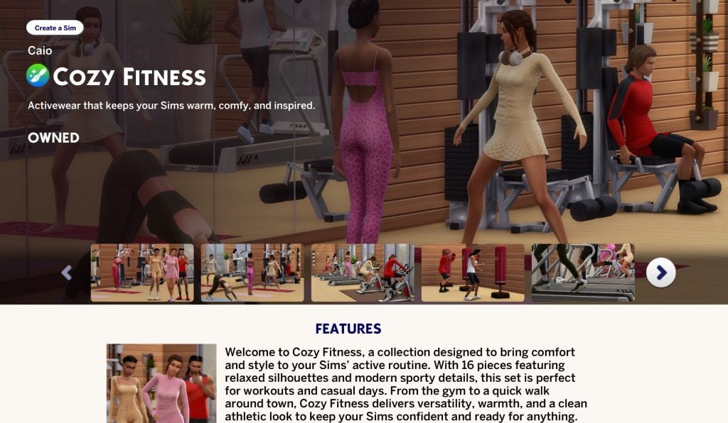 sims 4 cozy fitness
