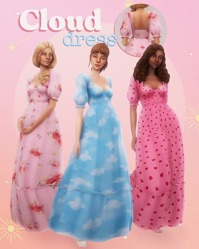 The Sims 4 Spring CAS: 30 CC Sets to Freshen Up Your Sims' Look! 5 CLOUD DRESS