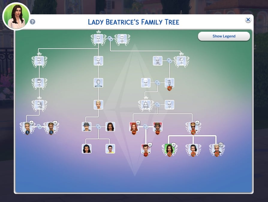 Relationships Between The Sims 4 Premade Dynasties from Royalty & Legacy 17 Sims 4 Premade Dynasties, Royalty & Legacy, Queen Thebe's Family Tree