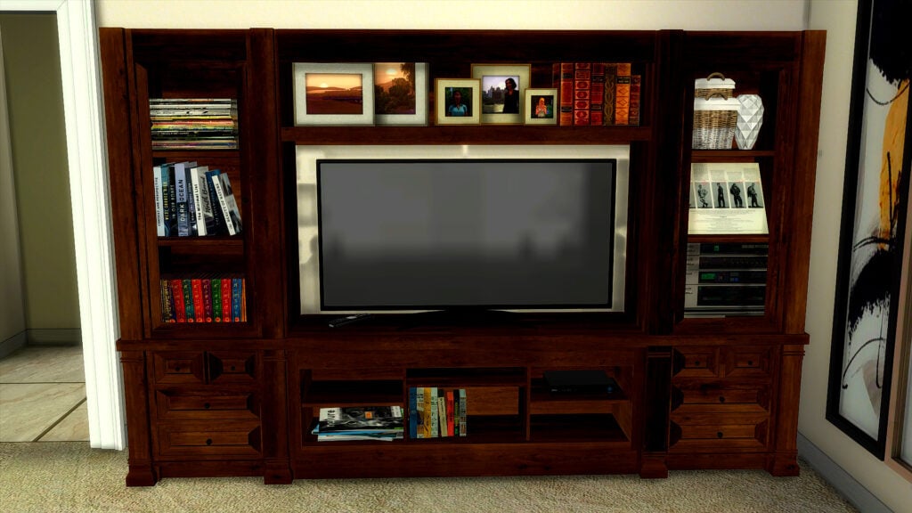 The Sims 4 Nostalgic Build CC: 40 of The Best 90s Sets for Retro Homes 27 EntertainmentCenter2