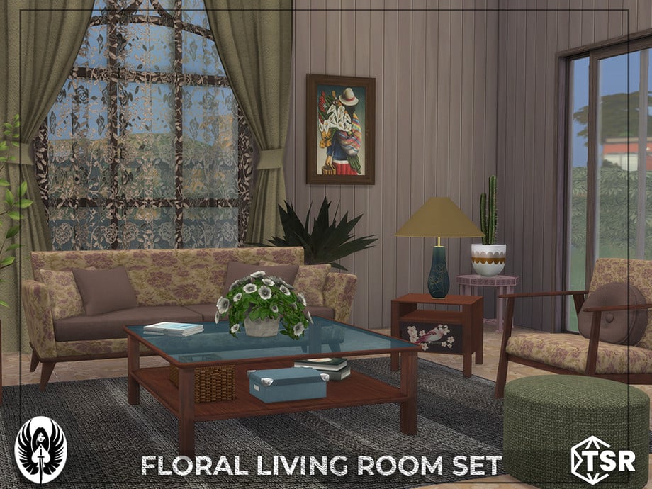 The Sims 4 Nostalgic Build CC: 40 of The Best 90s Sets for Retro Homes 79 FloralLivingRoom1