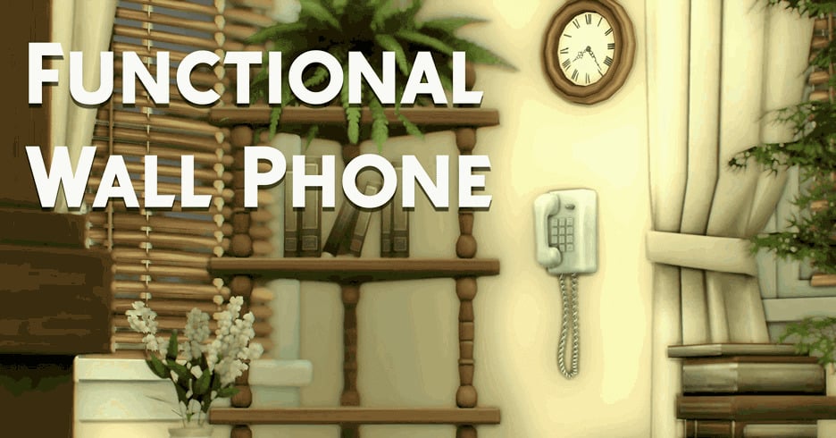 The Sims 4 Nostalgic Build CC: 40 of The Best 90s Sets for Retro Homes 4 FunctionalWallPhone1 0000 1