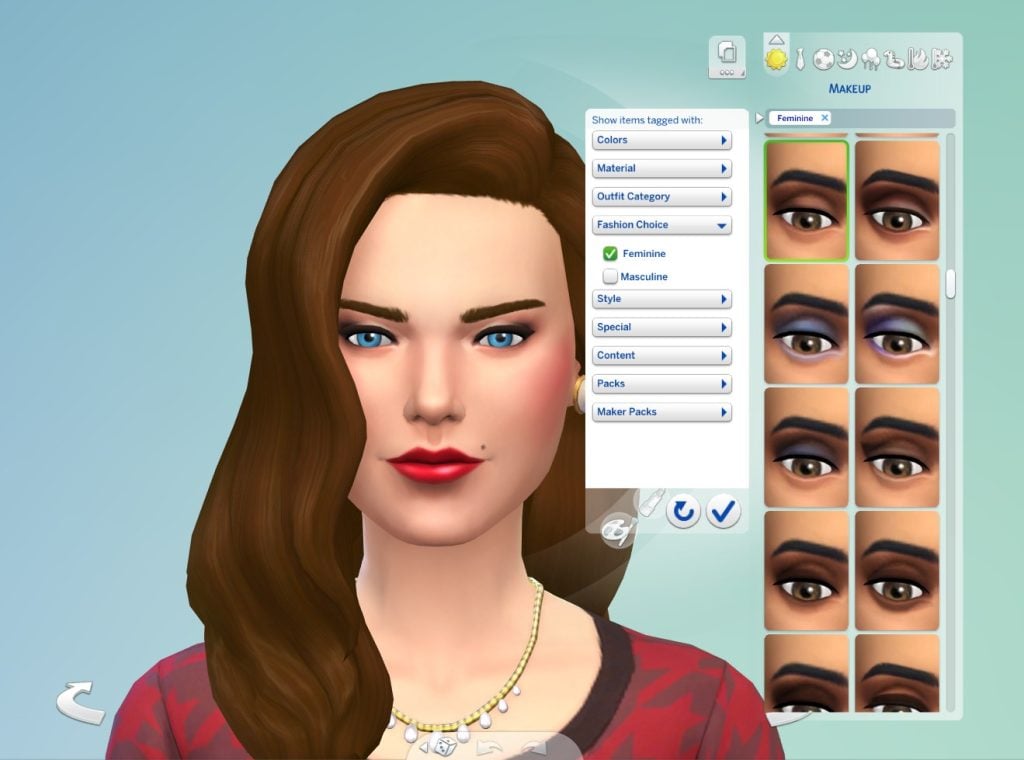 Sims 4 Patch Features improved CAS tagging and makeup filter system