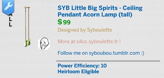 SYB LBS Dresser Acorn Lamp Tall