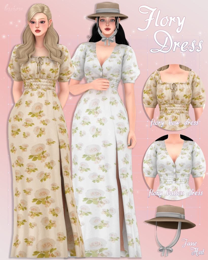 The Sims 4 Spring CAS: 30 CC Sets to Freshen Up Your Sims' Look! 1 florrydress1