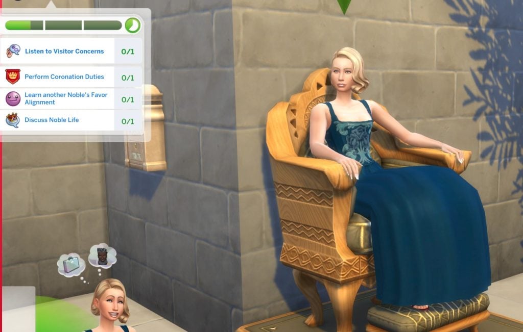 holding court on throne with event ui