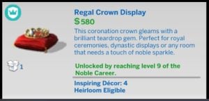 Rise To The Top Of The Sims 4 Noble Active Career Royalty Legacy Guide Regal Crown Display 300x146 