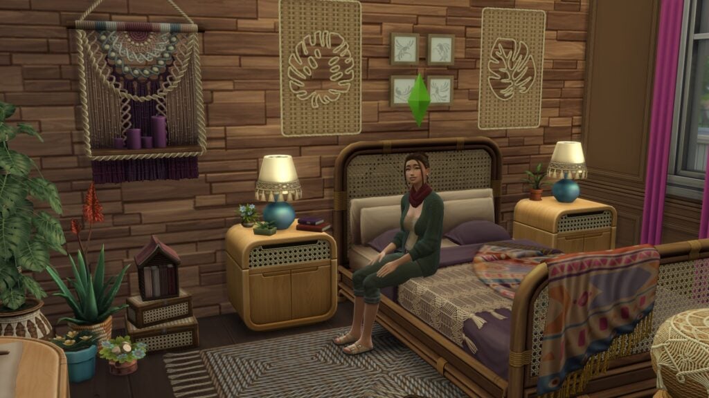 sims 4 artsy boho bedroom maker pack review screen2