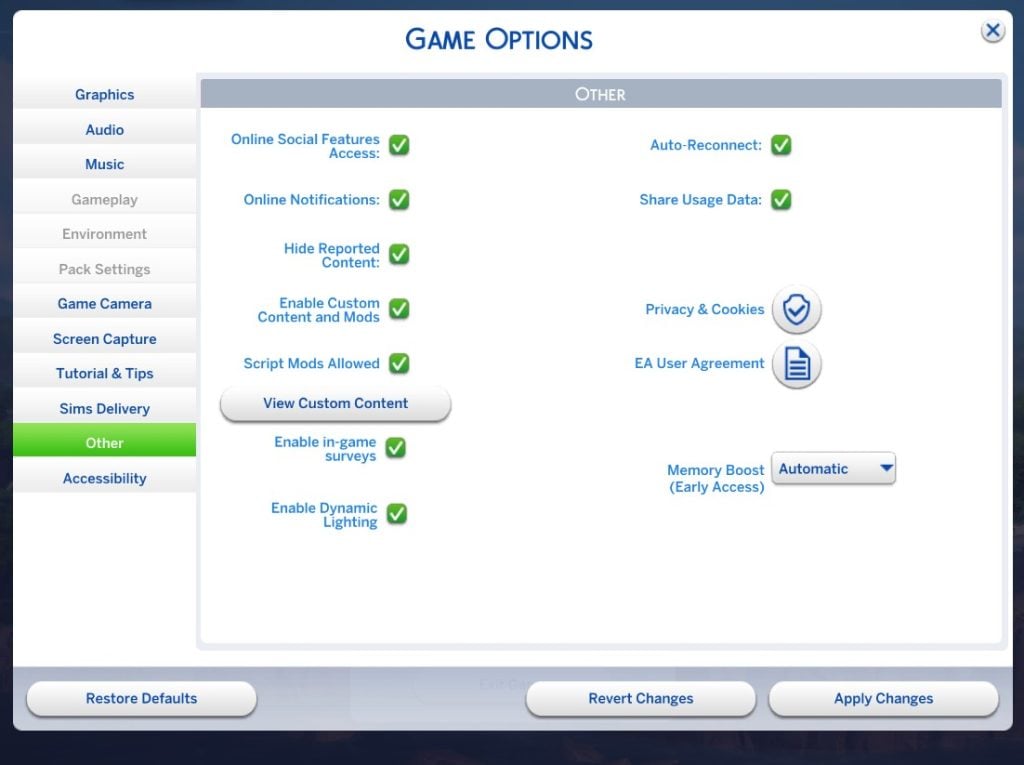 the sims 4 enable mods