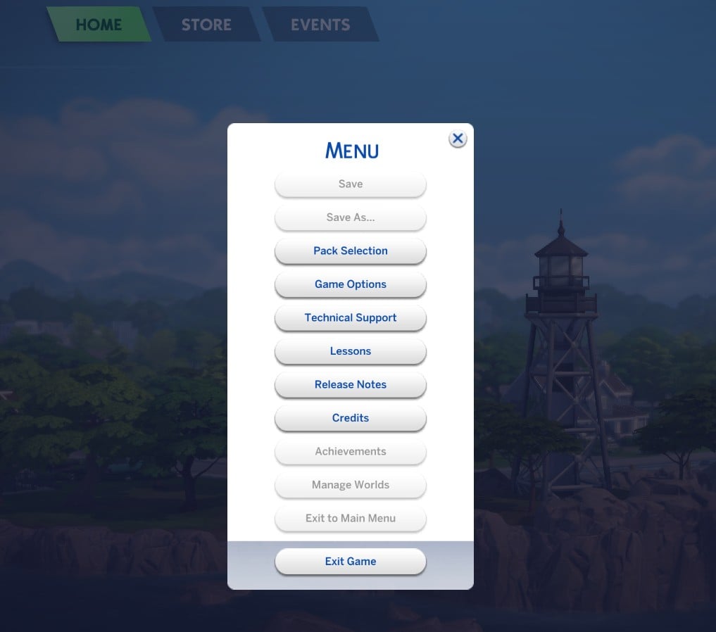 thesims gameoptions