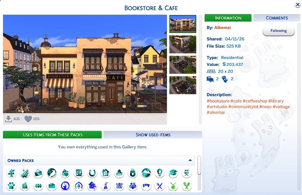 The Sims 4 Quiet Corner CC Review: A Cozy Bookshop Collection You'll Need 73 Bookstore Cafe Build by Alkemai 1