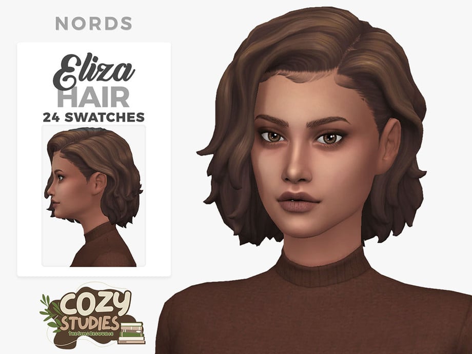 The Sims 4 Maxis Match Hairstyles CC: 80 Sets for Different Ages and Genders 2 Eliza Hair