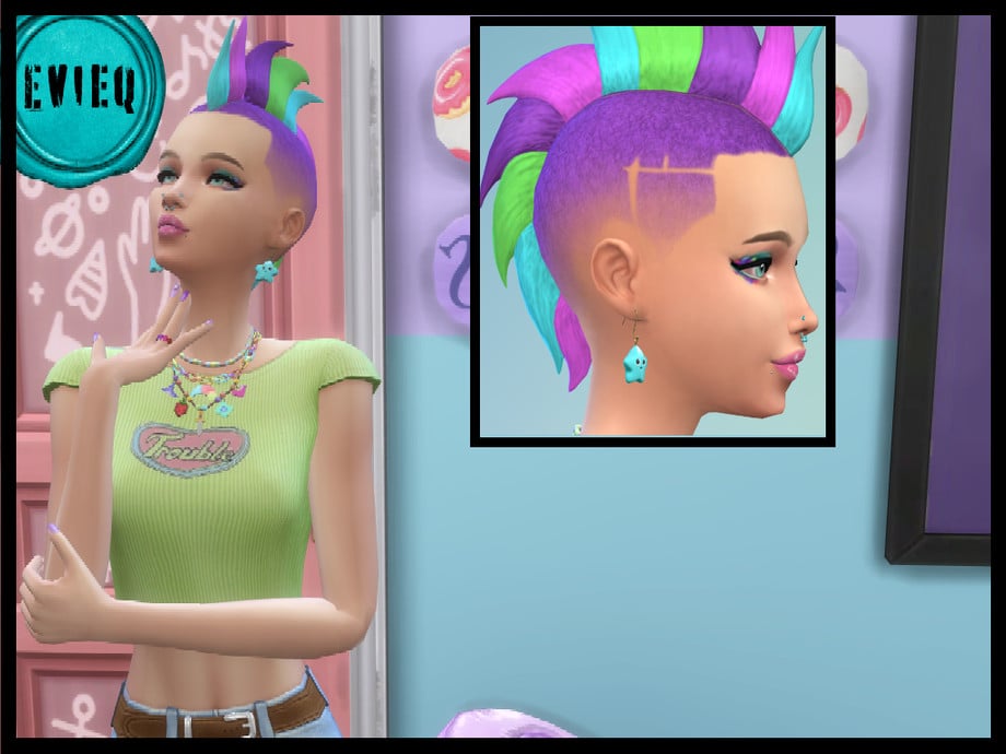 The Sims 4 Maxis Match Hairstyles CC: 80 Sets for Different Ages and Genders 11 GamerGirlMohawk