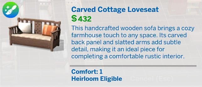 KKBsMM Carved Cottage Loveseat