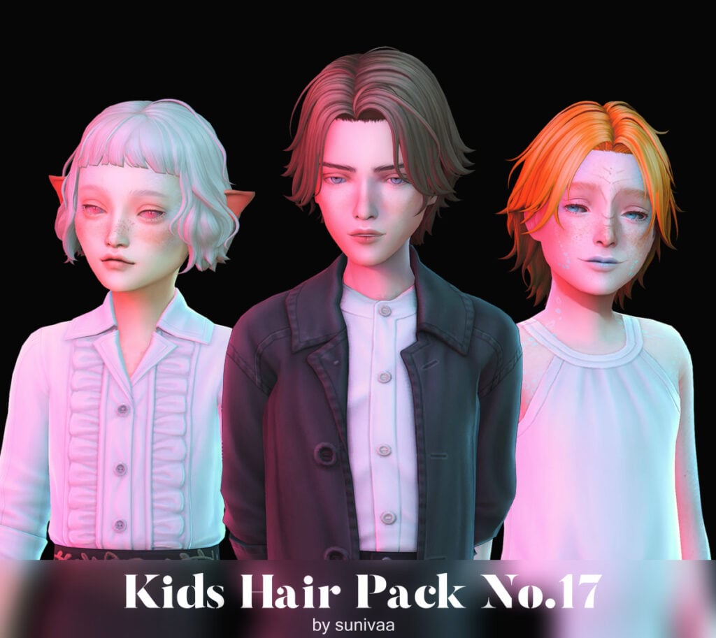 The Sims 4 Maxis Match Hairstyles CC: 80 Sets for Different Ages and Genders 148 KidsHairPack1
