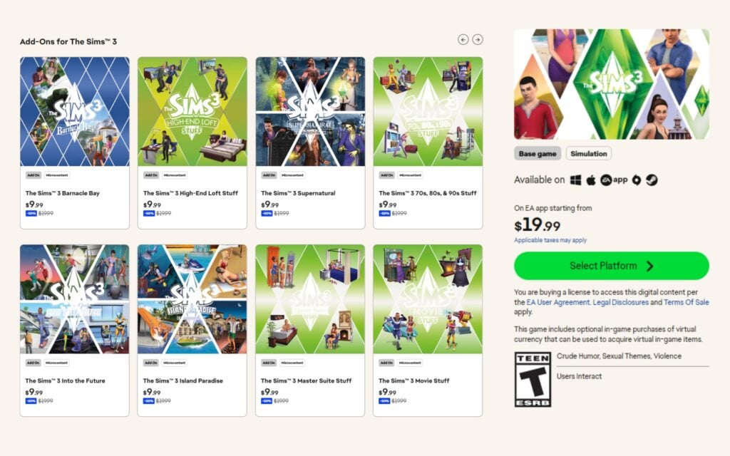 Sims 4 Publisher Sale
