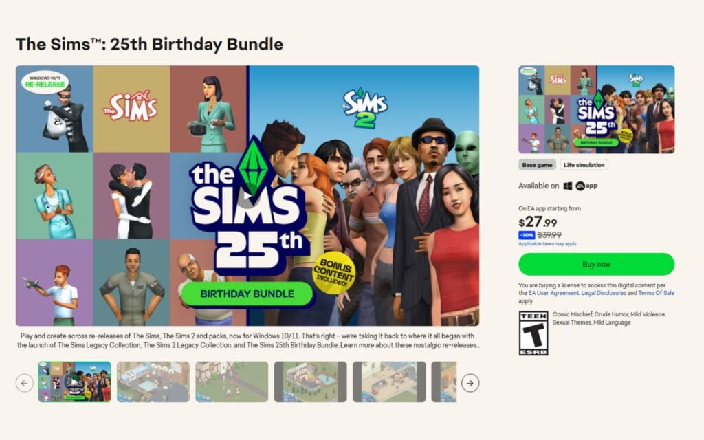 Sims 4 Publisher Sale