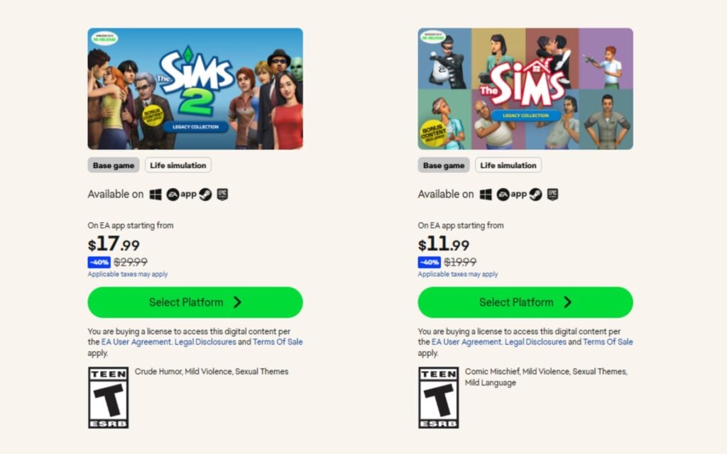Sims 4 Publisher Sale