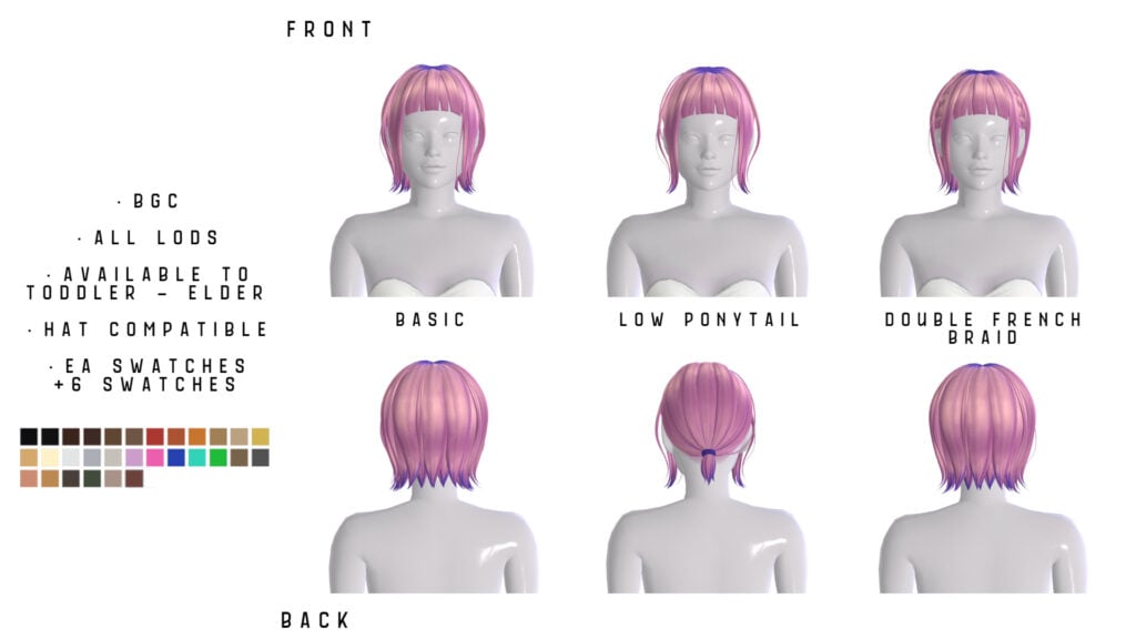 The Sims 4 Maxis Match Hairstyles CC: 80 Sets for Different Ages and Genders 143 Shino2