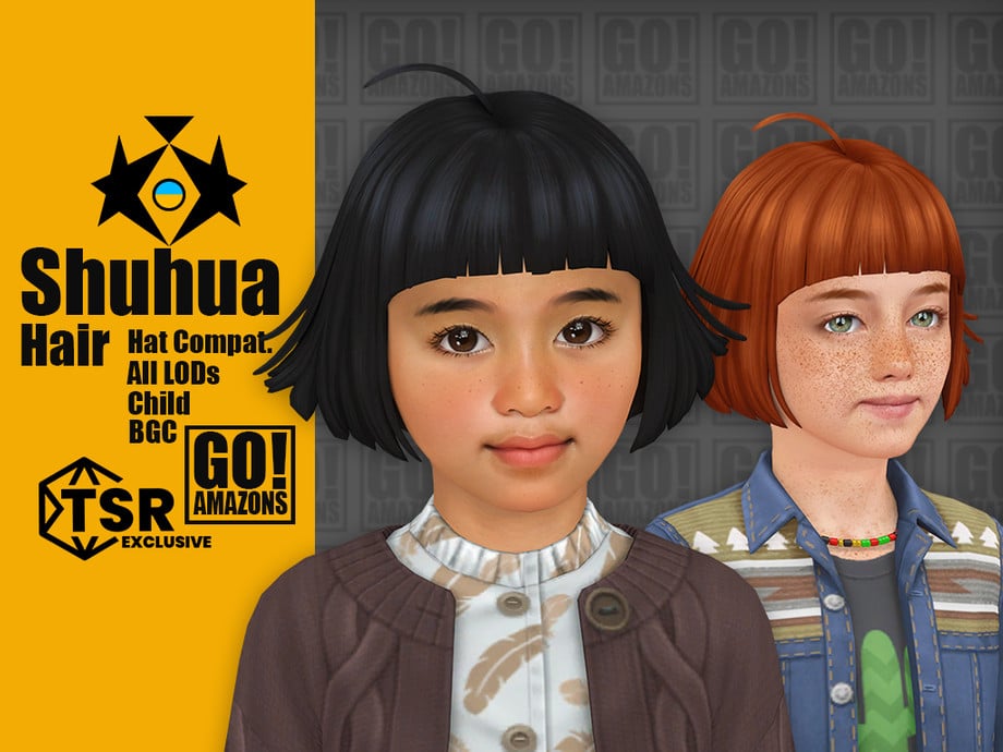 The Sims 4 Maxis Match Hairstyles CC: 80 Sets for Different Ages and Genders 98 ShuhuaHair1