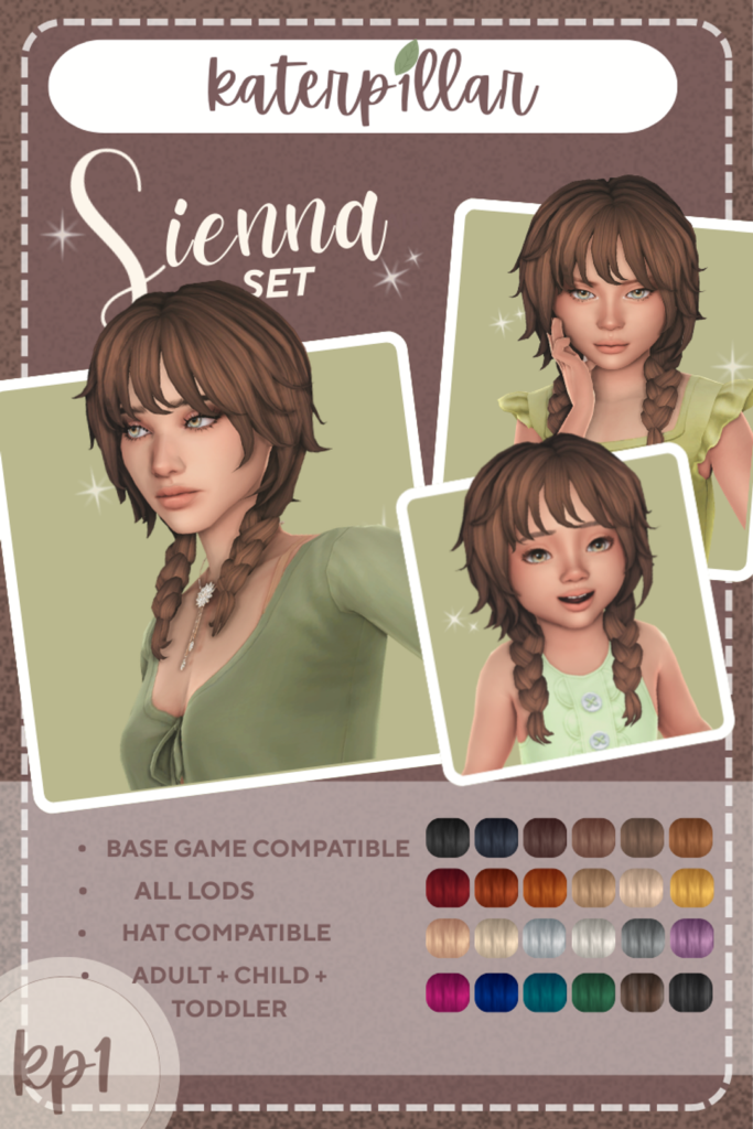 The Sims 4 Maxis Match Hairstyles CC: 80 Sets for Different Ages and Genders 152 Sienna1