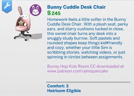 SimsPancake Bunny Cuddle Desk Chair