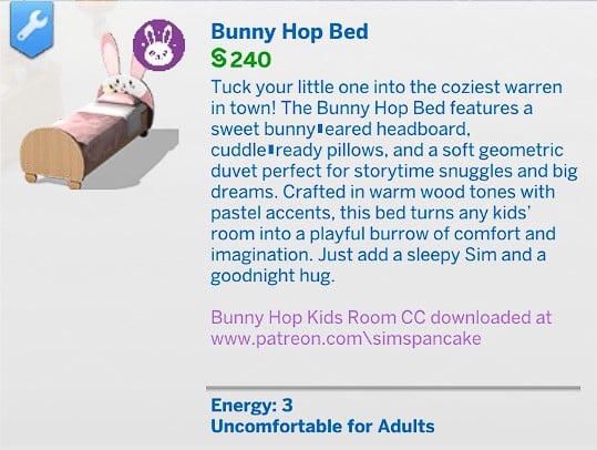 SimsPancake Bunny Hop Bed