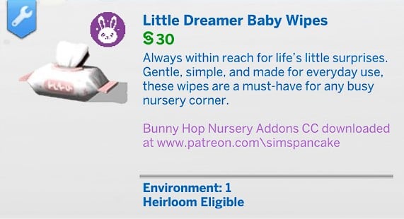 SimsPancake Little Dreamer Baby Wipes