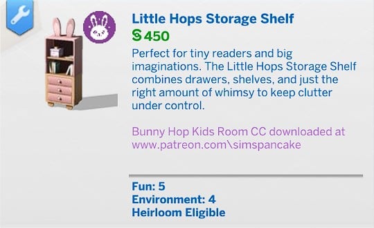 SimsPancake Little Hops Storage Shelf