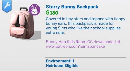 SimsPancake Starry Bunny Backpack