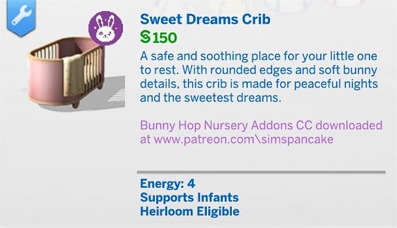SimsPancake Sweet Dreams Crib