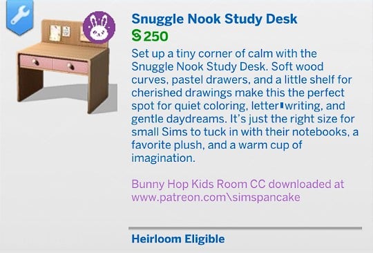 Simspancake Snuggle Nook Study Desk