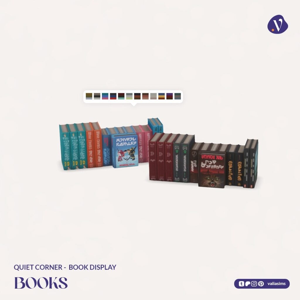 The Sims 4 Quiet Corner CC Review: A Cozy Bookshop Collection You'll Need 43 VALIA Quiet Corner Book Display Books 1