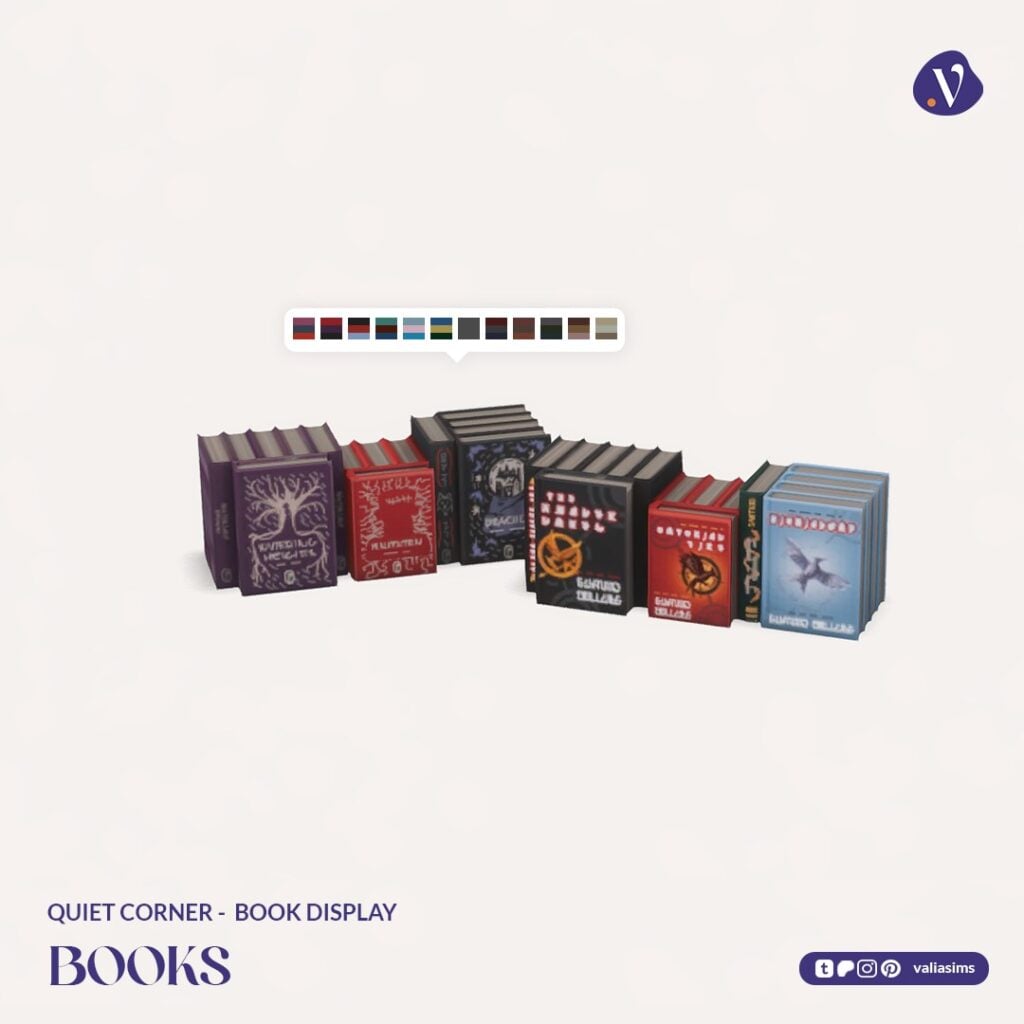 The Sims 4 Quiet Corner CC Review: A Cozy Bookshop Collection You'll Need 45 VALIA Quiet Corner Book Display Books 2 1