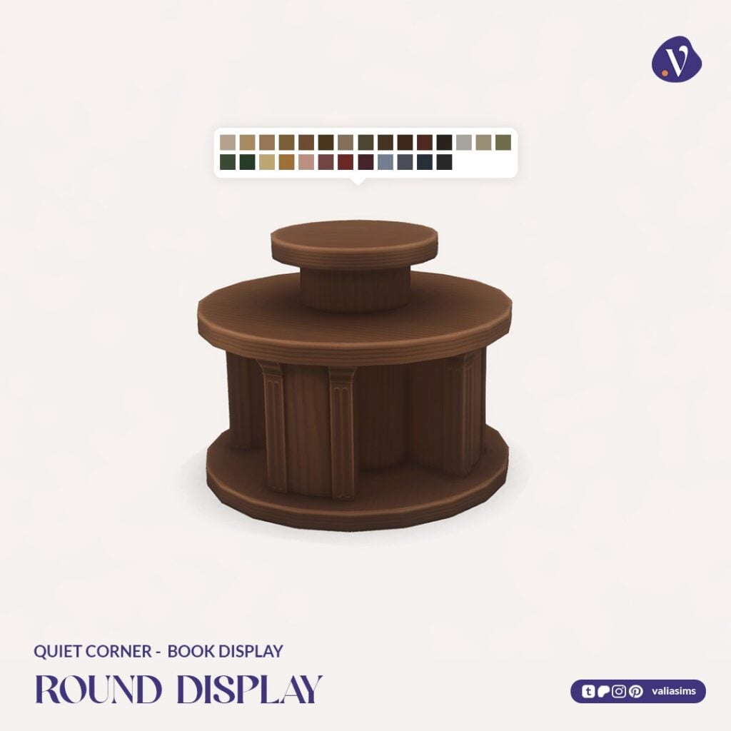 The Sims 4 Quiet Corner CC Review: A Cozy Bookshop Collection You'll Need 49 VALIA Quiet Corner Book Display Round Display 1