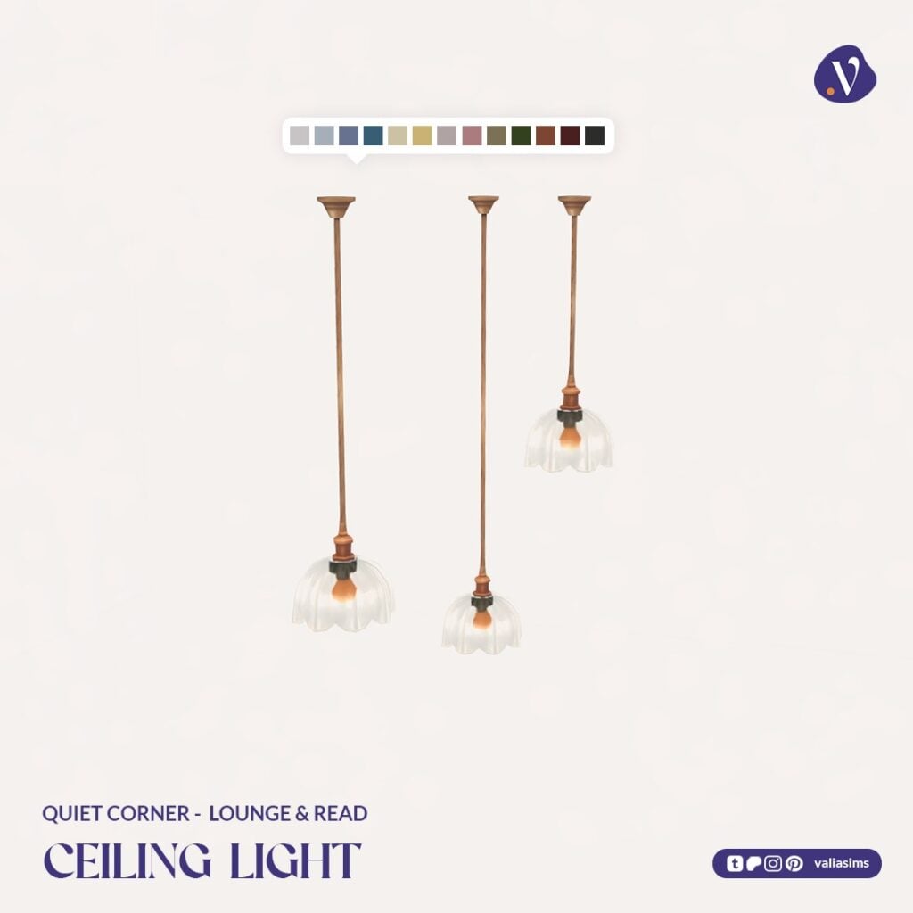 The Sims 4 Quiet Corner CC Review: A Cozy Bookshop Collection You'll Need 52 VALIA Quiet Corner Lounge and Read Ceiling Light 1