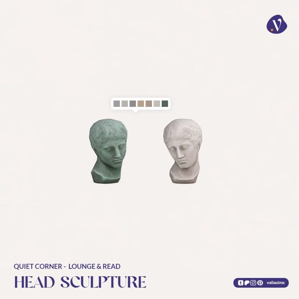 The Sims 4 Quiet Corner CC Review: A Cozy Bookshop Collection You'll Need 40 VALIA Quiet Corner Lounge and Read Head Sculpture 1