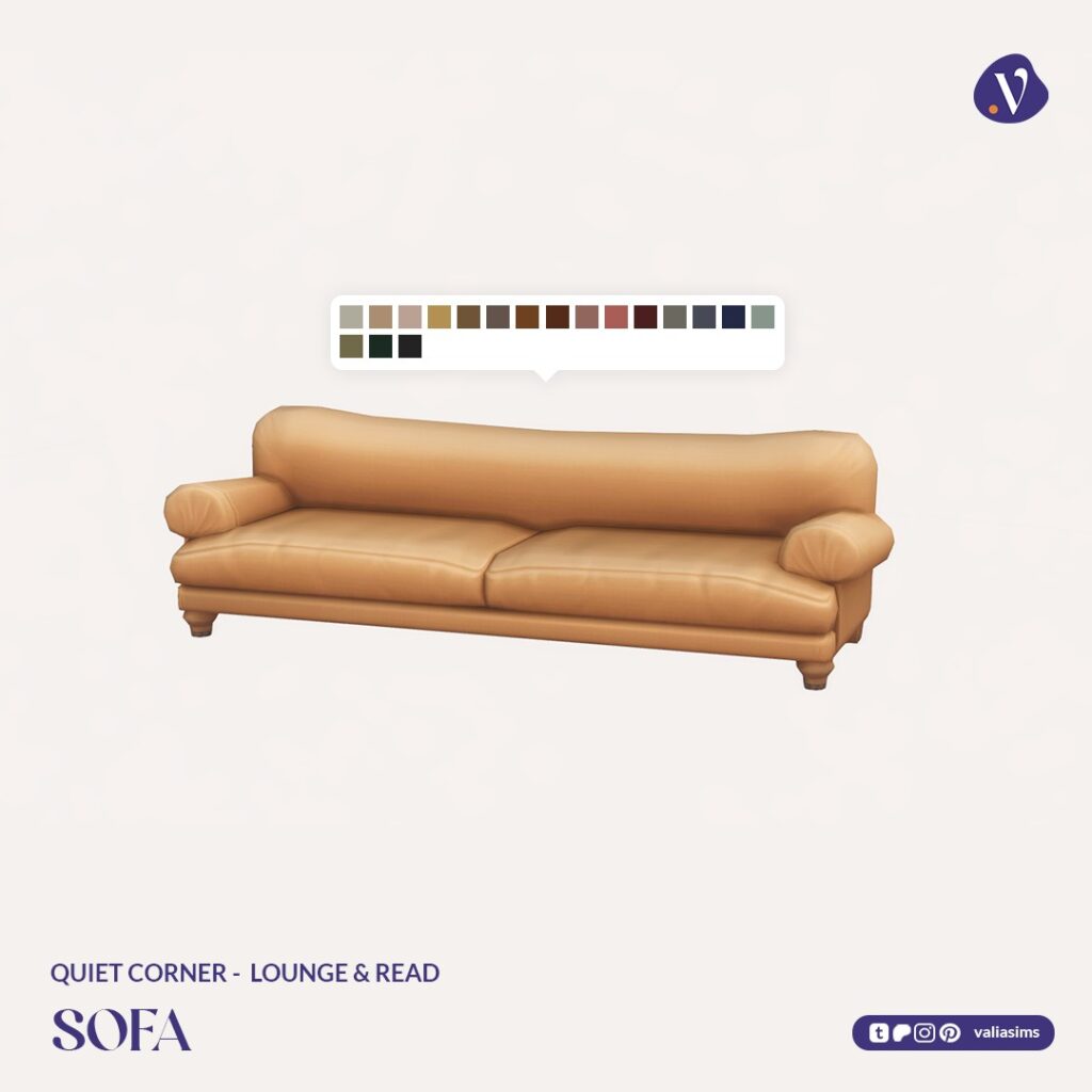 The Sims 4 Quiet Corner CC Review: A Cozy Bookshop Collection You'll Need 68 VALIA Quiet Corner Lounge and Read Sofa 1