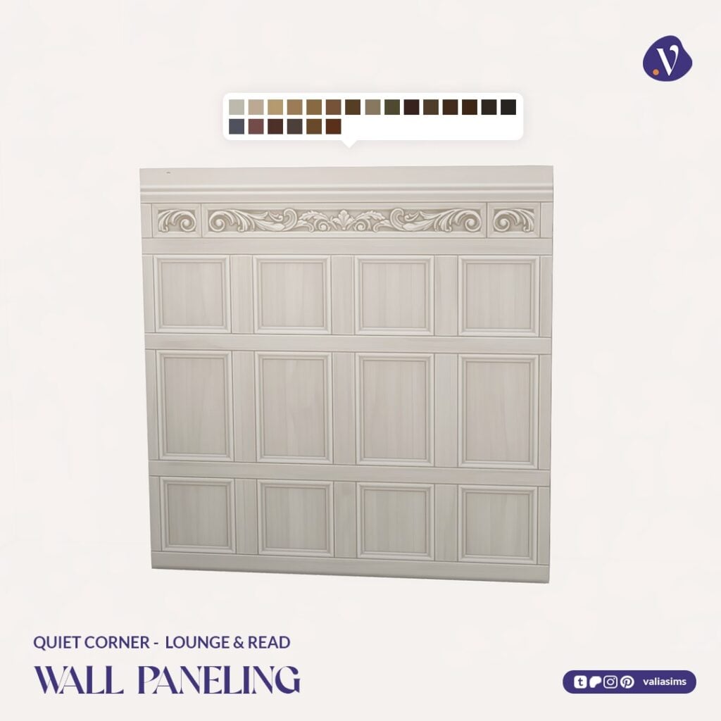 The Sims 4 Quiet Corner CC Review: A Cozy Bookshop Collection You'll Need 32 VALIA Quiet Corner Lounge and Read Wall Paneling 1