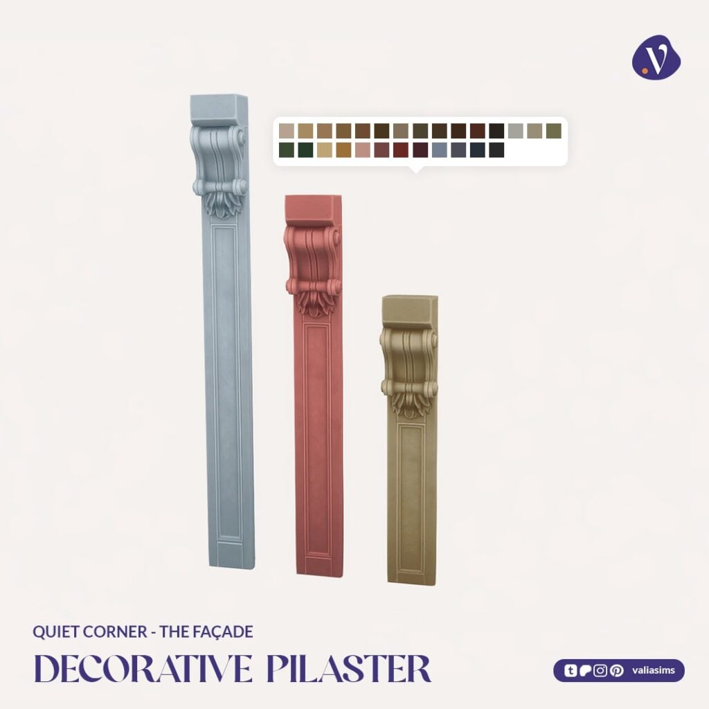 The Sims 4 Quiet Corner CC Review: A Cozy Bookshop Collection You'll Need 35 VALIA Quiet Corner The Facade Decorative Pilaster 1