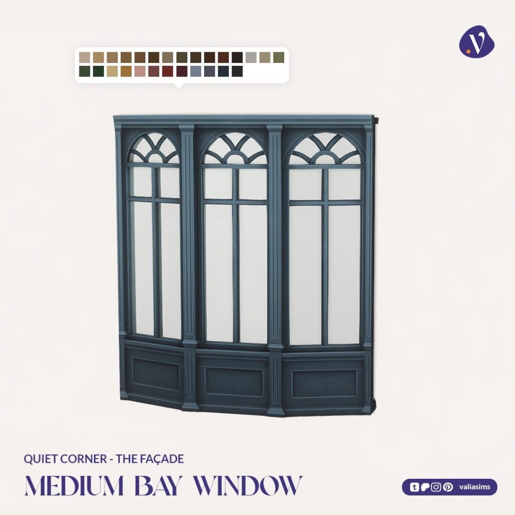 The Sims 4 Quiet Corner CC Review: A Cozy Bookshop Collection You'll Need 21 VALIA Quiet Corner The Facade Medium Bay Window 1