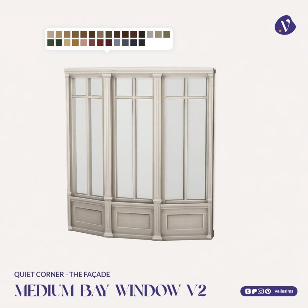 The Sims 4 Quiet Corner CC Review: A Cozy Bookshop Collection You'll Need 22 VALIA Quiet Corner The Facade Medium Bay Window V2 1