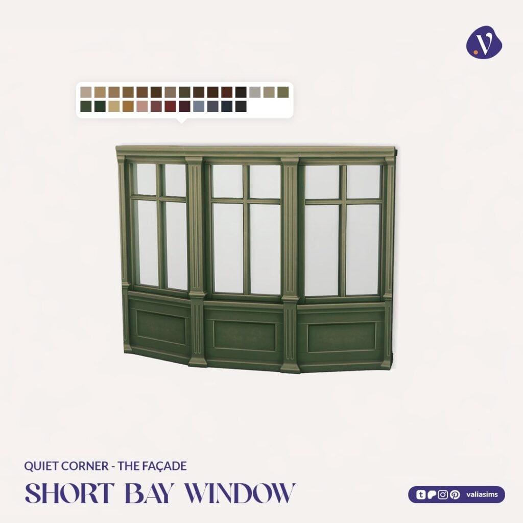 The Sims 4 Quiet Corner CC Review: A Cozy Bookshop Collection You'll Need 23 VALIA Quiet Corner The Facade Short Bay Window 1