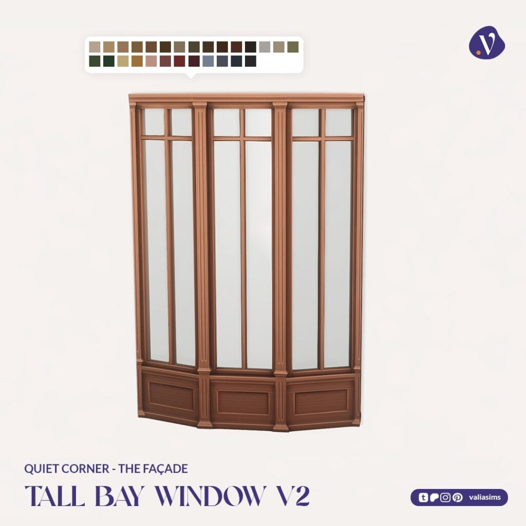 The Sims 4 Quiet Corner CC Review: A Cozy Bookshop Collection You'll Need 20 VALIA Quiet Corner The Facade Tall Bay Window V2 1