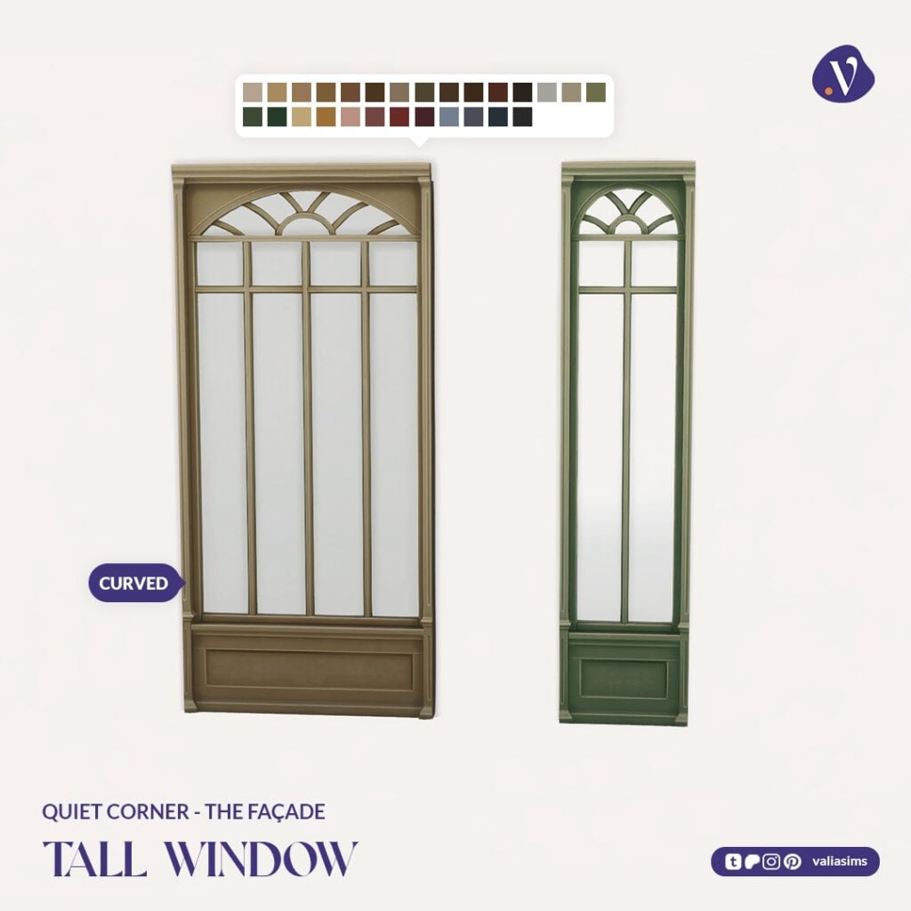 The Sims 4 Quiet Corner CC Review: A Cozy Bookshop Collection You'll Need 14 VALIA Quiet Corner The Facade Tall Window 1