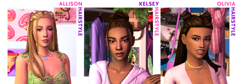 The Sims 4 Maxis Match Hairstyles CC: 80 Sets for Different Ages and Genders 139 Y2K2