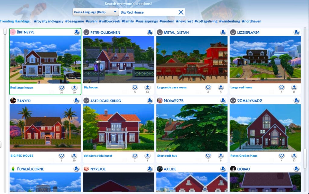 Review Of The Sims 4 SimSearch Features: Enjoy Being A (BETA) Tester 1 Big Red House Sims 4 SimSearch features results