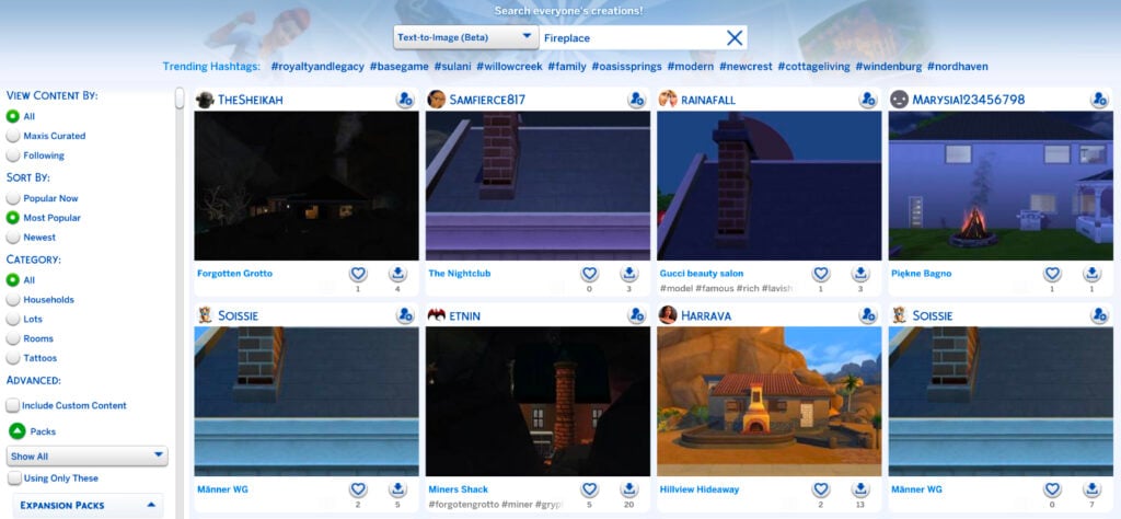 Review Of The Sims 4 SimSearch Features: Enjoy Being A (BETA) Tester 4 Fireplace search results