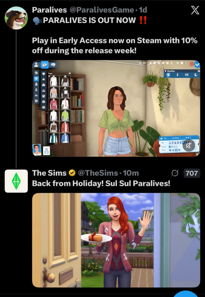 The Sims Team Congratulated Paralives On Game Release...And Then Quickly Removed The Post 4 HJQlHswWoAEeMQX