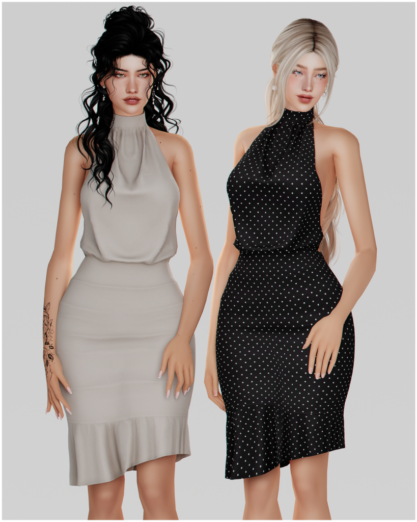 The Sims 4 Formal Wear CC: 54 Sets For Luxury CAS Gameplay 12 HalterOpen1